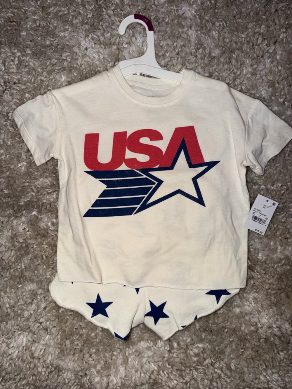 Target toddler girls 3T USA Graphic Star Short Set - White, Red & Navy NWT
